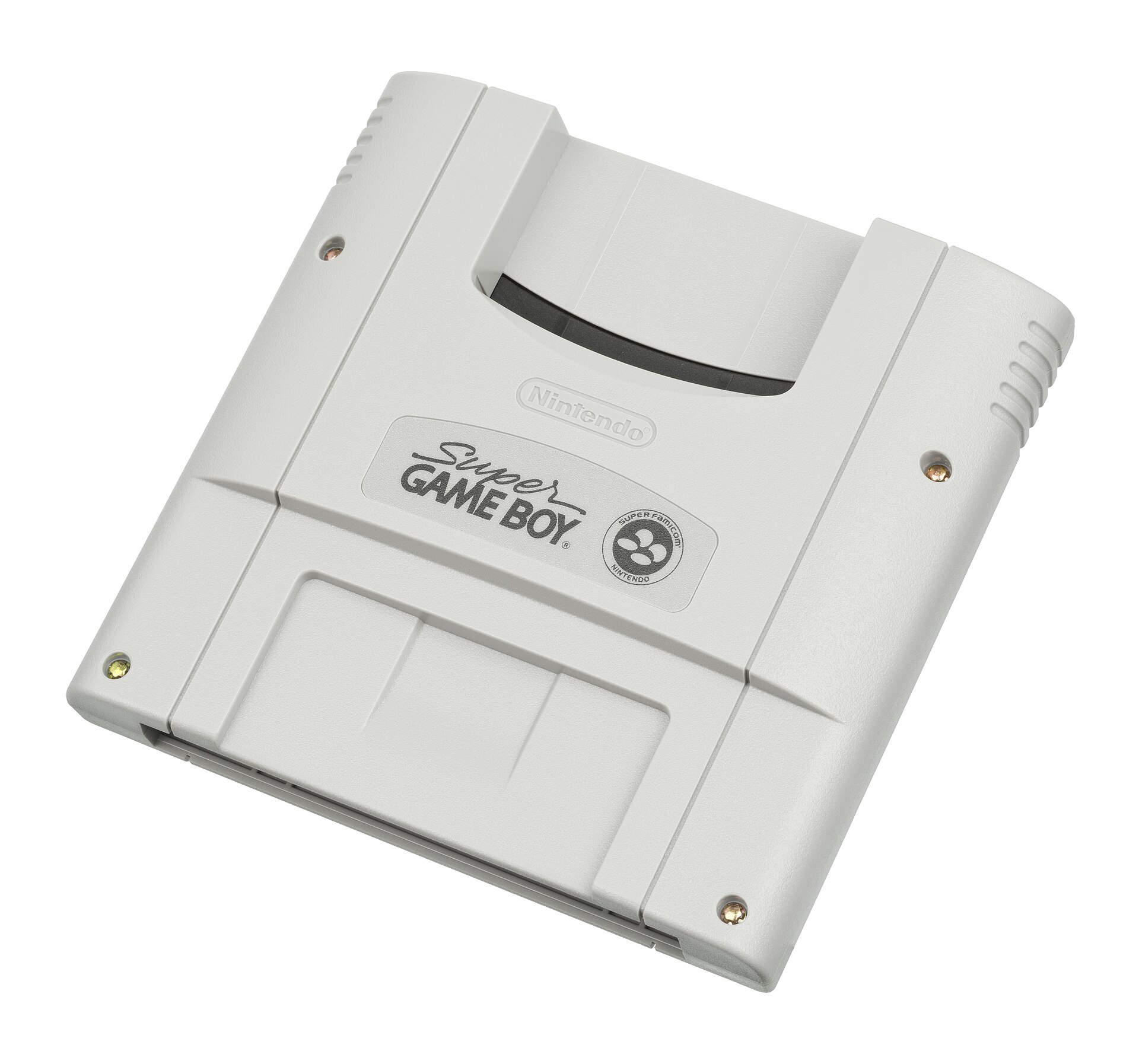 The Super Game Boy for the Super Famicom video game console.  Developed and released by Nintendo as a way to play Game Boy games on your television, the Super Game Boy contains a "Game Boy on a board", only using the Super Famicom to handle video out and controller input.